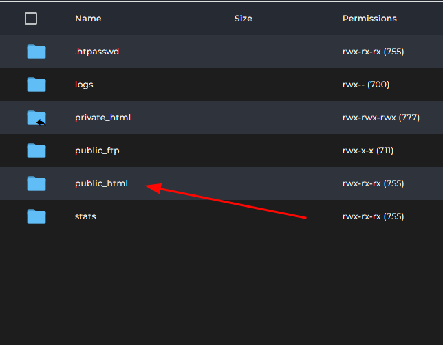Go to public_html folder