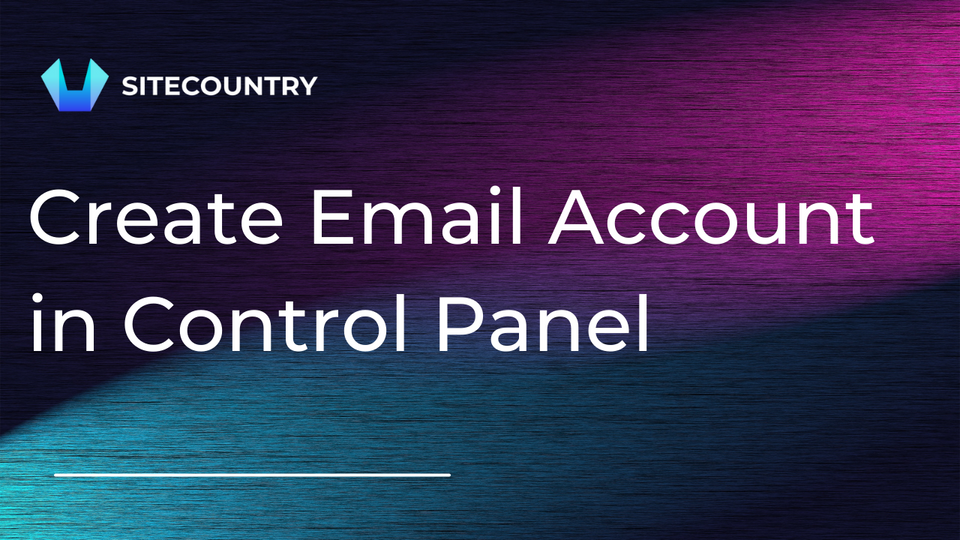 Create new email account in the control panel